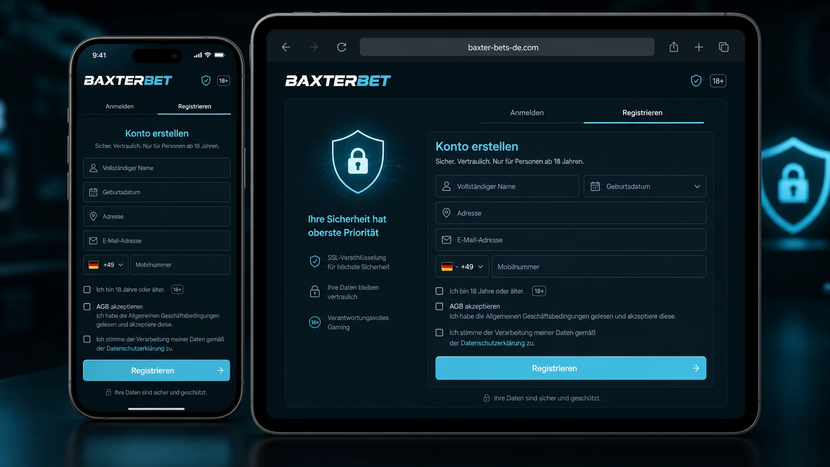 Mobile Login, Registrierung und Konto