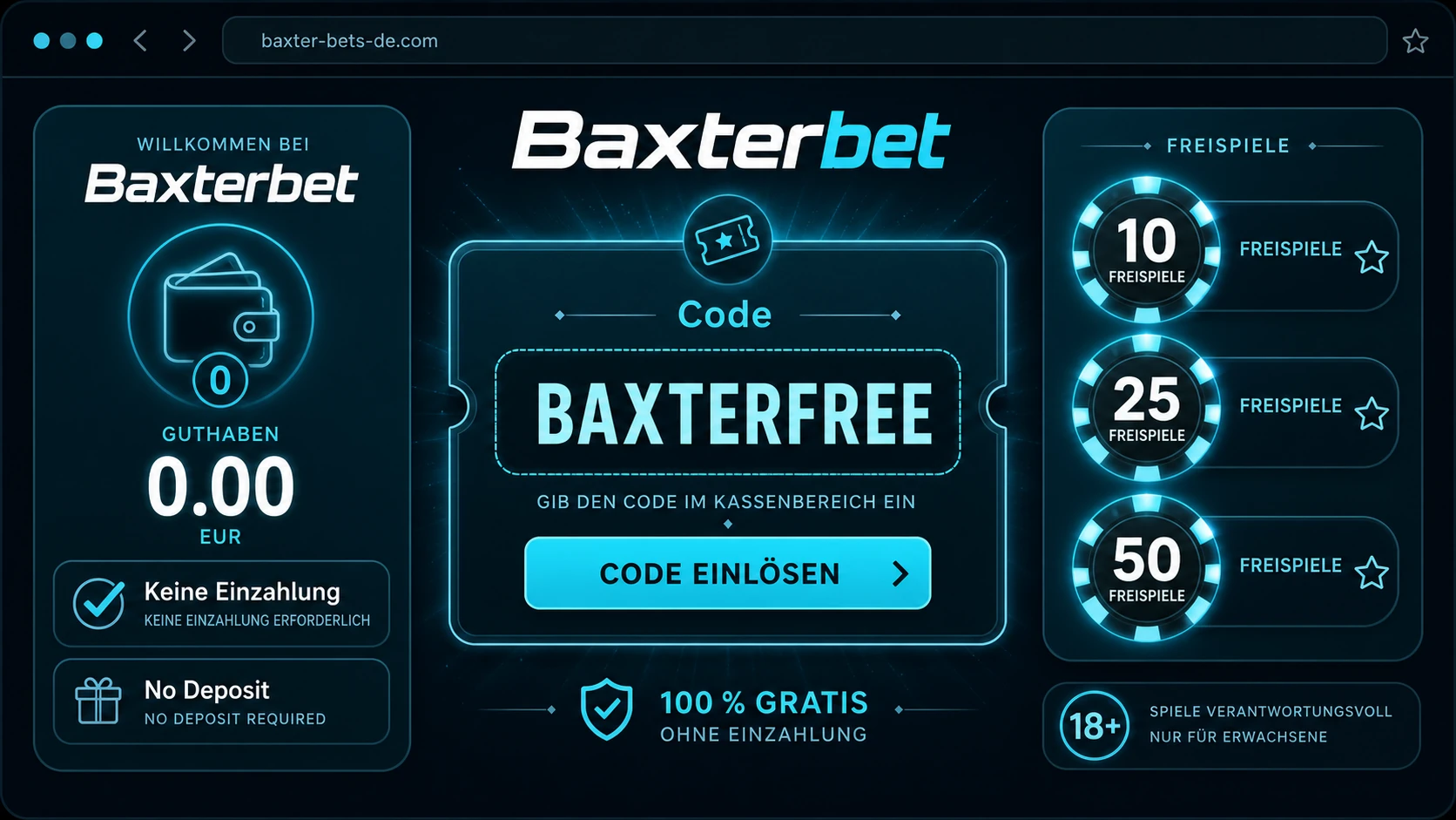 Baxter Bet keine Einzahlung und No Deposit Codes
