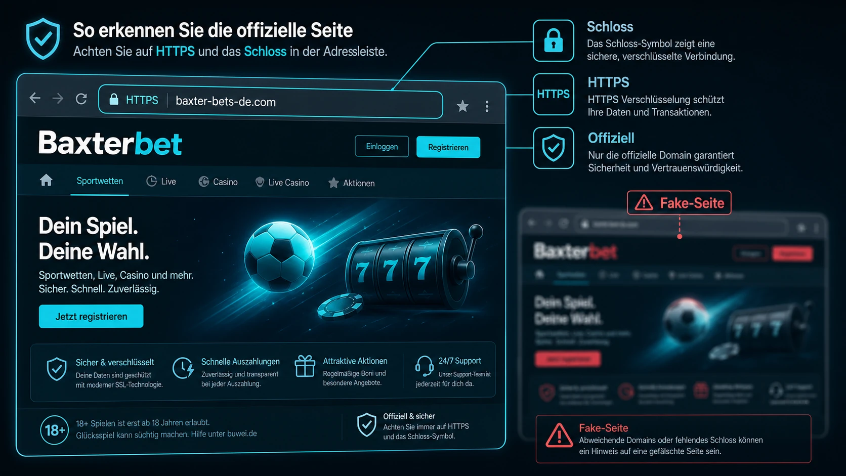 Offizielle Domain und Fake-Login-Seiten erkennen